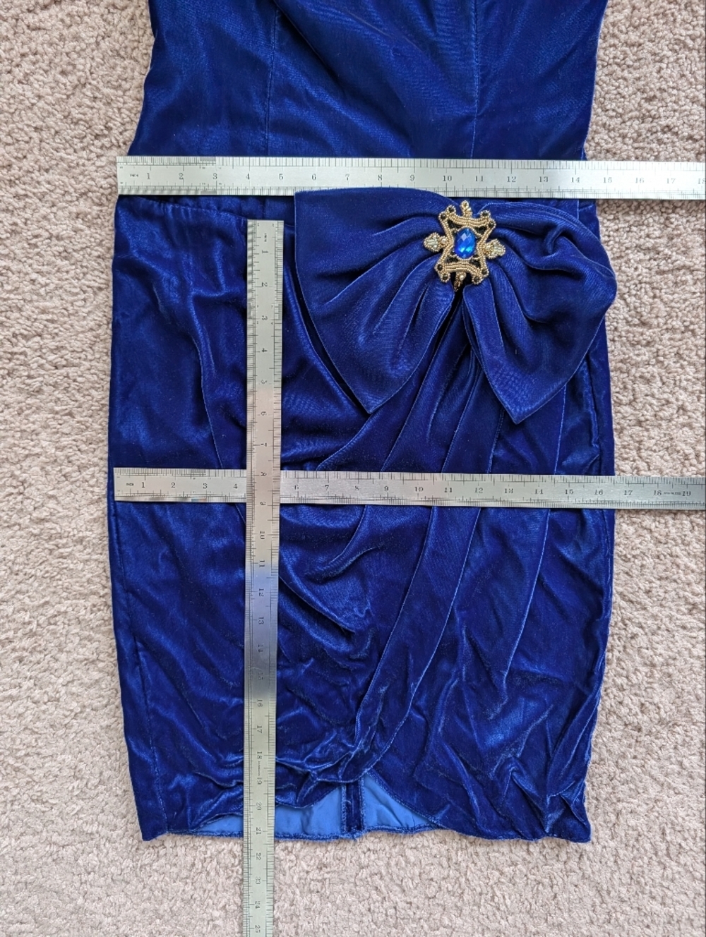 Alex Evenings Womens Blue Vintage Velvet Puff Sleeve Cocktail Midi Dress Size 6 - Picture 12 of 14